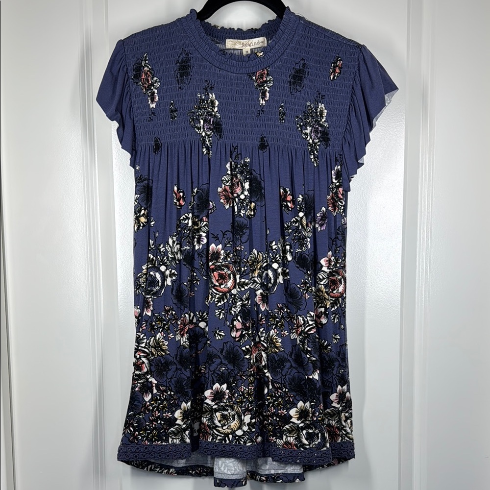 Rewind Navy Floral Top